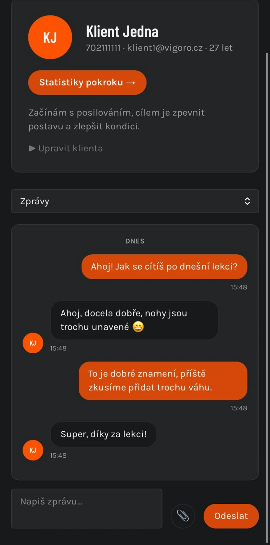 Chat s klientem na mobilu